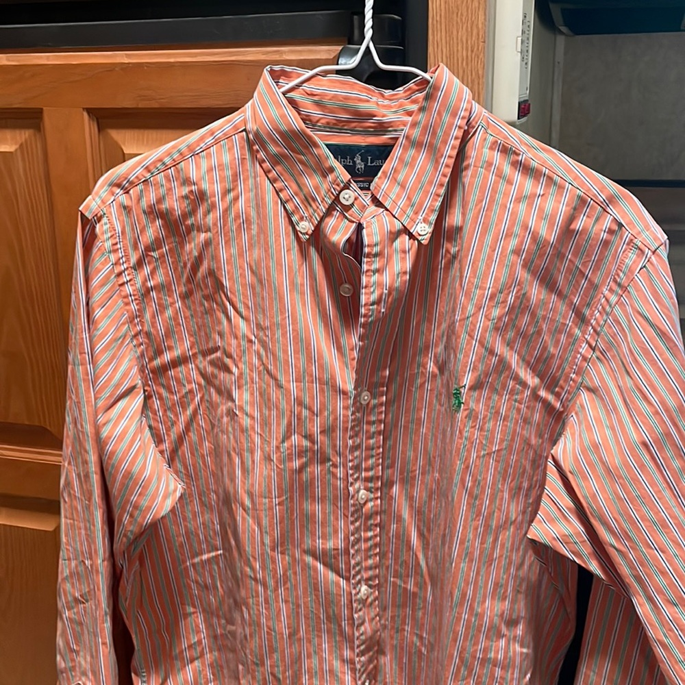 Orange Ralph Lauren Button up. Large